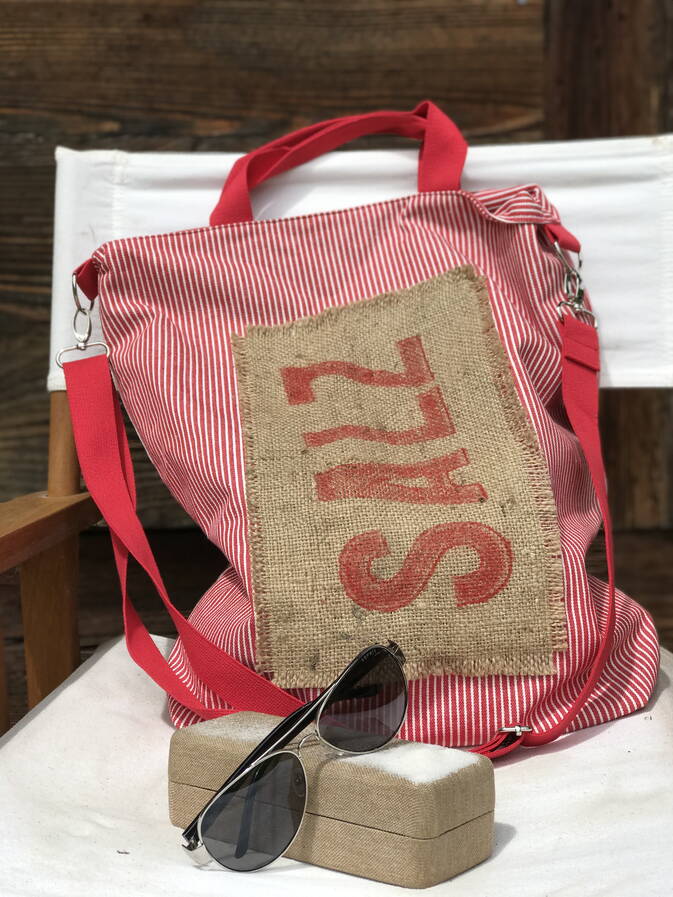 Upcycling SALZ Shopper rot-weiss